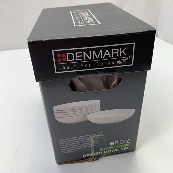 Stoneware 6 Piece Dinner Bowl Set Denmark Tools For Cooks New - Picture 4 of 4